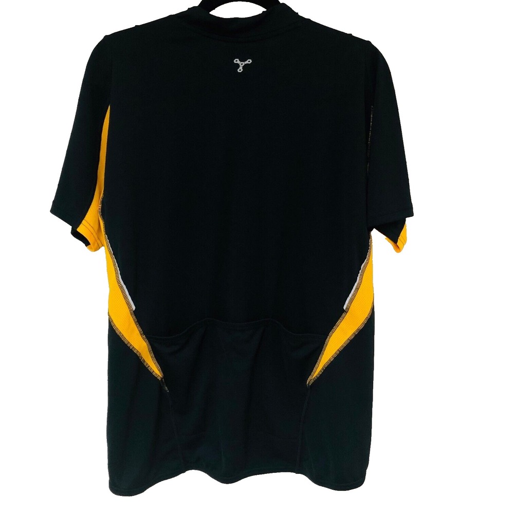 Trayl Mens Cycling Jersey Top 1/2 Zip Black Gold Breathable Biking Performance M